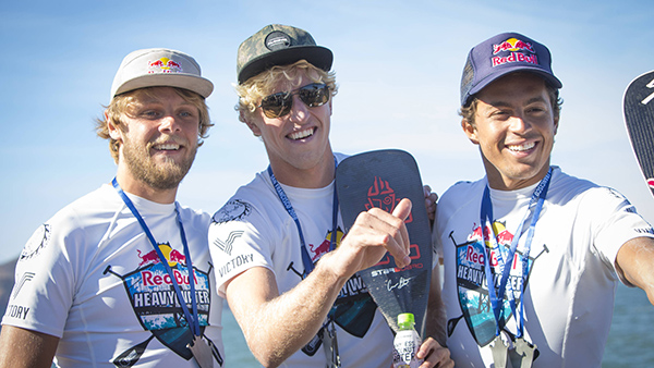 World Tour podiet for 2016 Casper Steinfath nr. 2 tv Connor Baxter nr. 1 midt Kai Lenny nr.3 th Photo Trevor Clark Red Bull Content Pool